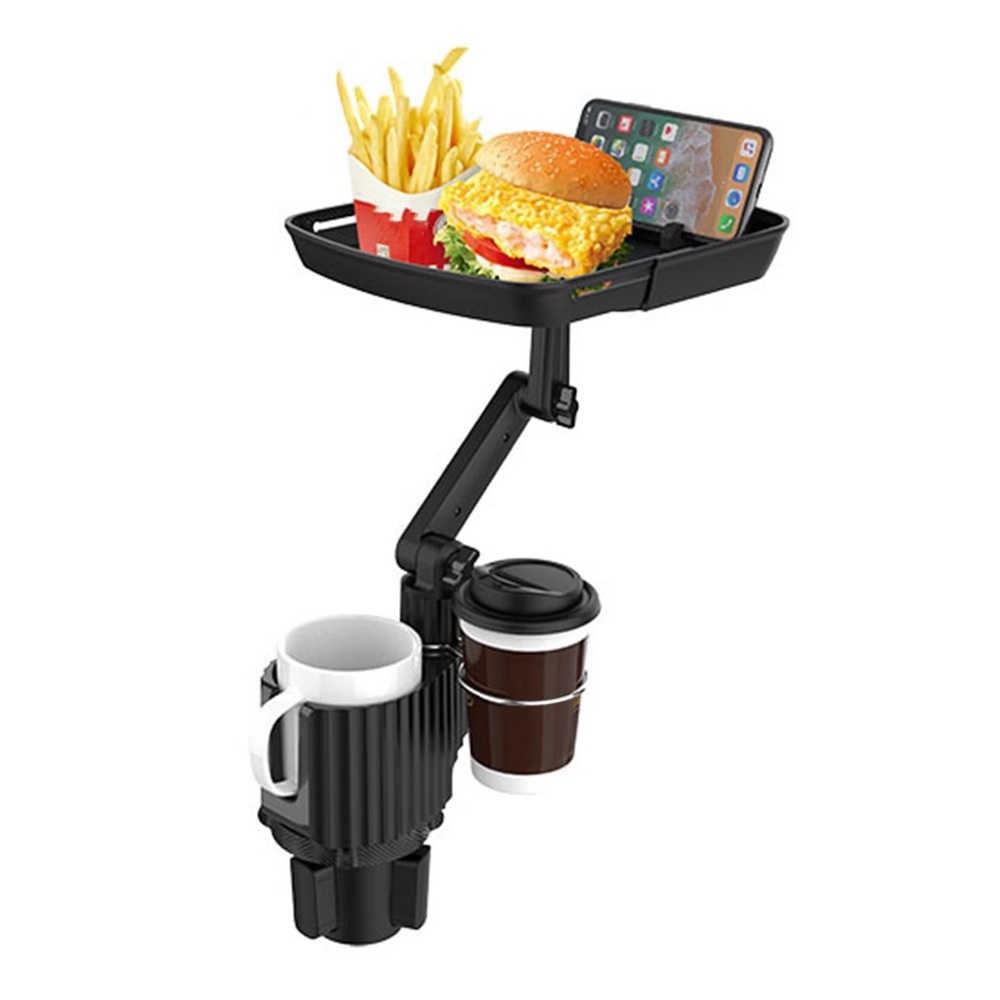 Adjustable Car Tray Table -  9" Surface, Phone Slot, and 360° Swivel Arm